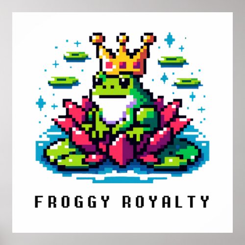 Regal Froggy _ Pixel Frog with Crown Poster