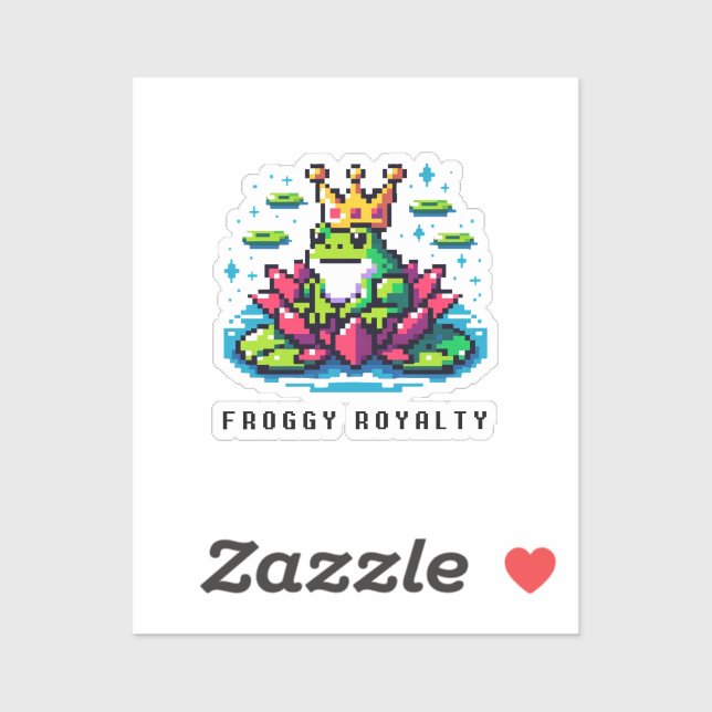 Regal Froggy - Pixel Frog with Crown Sticker (Sheet)