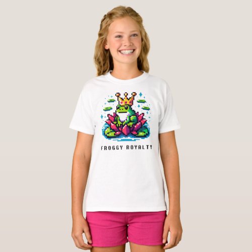 Regal Froggy _ Pixel Frog with Crown T_Shirt