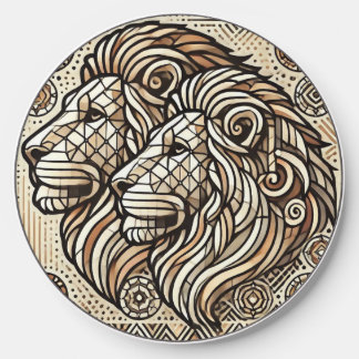 Regal Geometric Lion Mosaic Design Wireless Charger