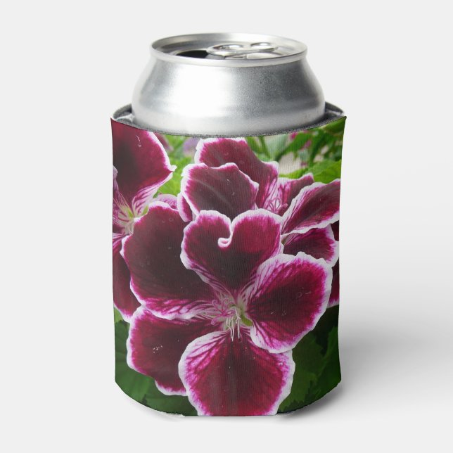 Regal Geranium Flowers Elegant Maroon Floral Lugga Can Cooler (Can Front)