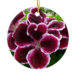 Regal Geranium Flowers Elegant Maroon Floral Lugga Ceramic Ornament
