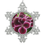 Regal Geranium Flowers Elegant Maroon Floral Lugga Snowflake Pewter Christmas Ornament