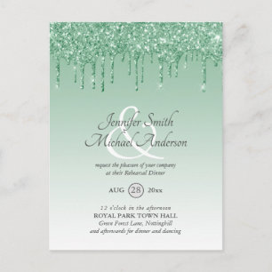 Regal GLITTER Dripping REHEARSAL DINNER Ampersand Postcard