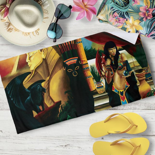 Regal Gold Ancient Egyptian Queen Mythology Beach Towel (Creator Uploaded)