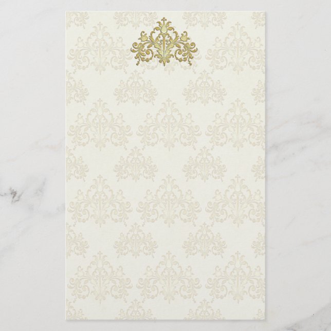 Regal Gold Damask Stationery (Front)