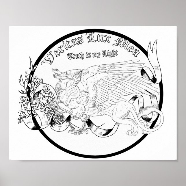 Regal Gold Gryphon Coloring Page  Poster (Front)