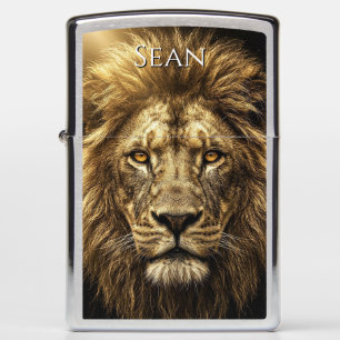 Regal Gold Lion Head Portrait Metallic Zippo Lighter