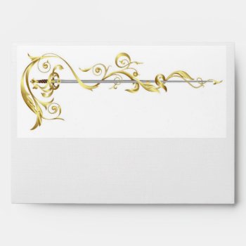 Regal Gold Scroll Ribbon Sword Wedding Envelope by theedgeweddings at Zazzle