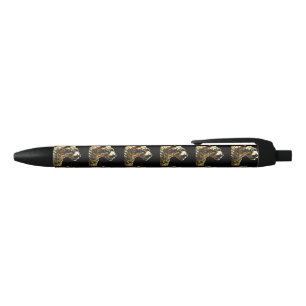 Regal Grace: The Gold Jaguar Adorned with Emeralds Pen