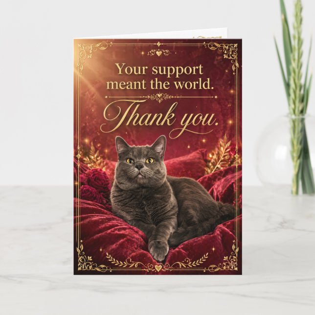 Regal Gratitude Cat Thank You Card (Front)