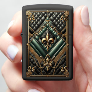 Regal Green & Black Leather Zippo Lighter