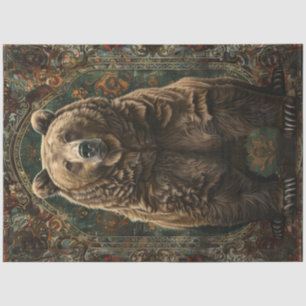 Regal Grizzly Bear Illustration Decoupage Tissue Paper