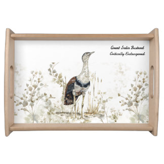 Regal Hand-Painted India Bustard bird Serving Tray