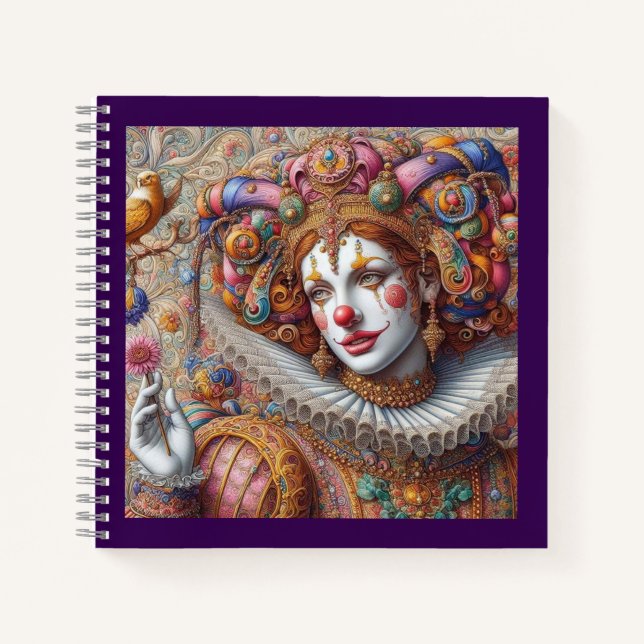 "Regal Harlequin Dreams – Fantasy Notebook" Notebook (Front)