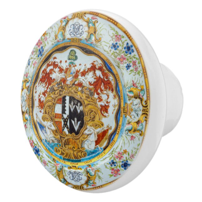 Regal Heraldic Baroque Crest Edition Cabinet Ceramic Knob (Right)