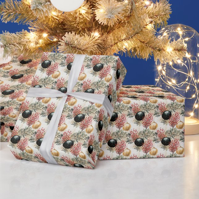 Regal Holiday Fusion: Green, Red & Gold Wrapping Paper (Holidays)