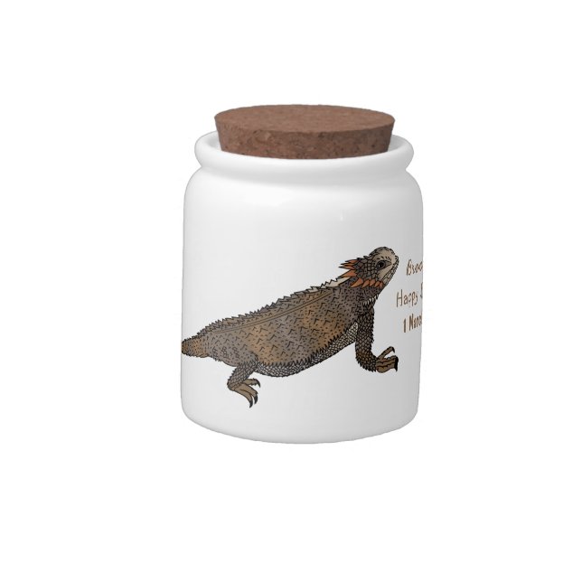 Regal horned lizard cartoon illustration candy jar (Left)