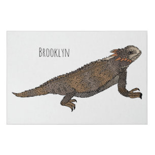 Regal horned lizard cartoon illustration faux canvas print