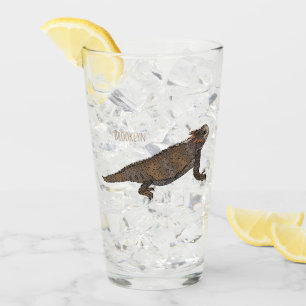 Regal horned lizard cartoon illustration glass