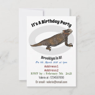 Regal horned lizard cartoon illustration invitation