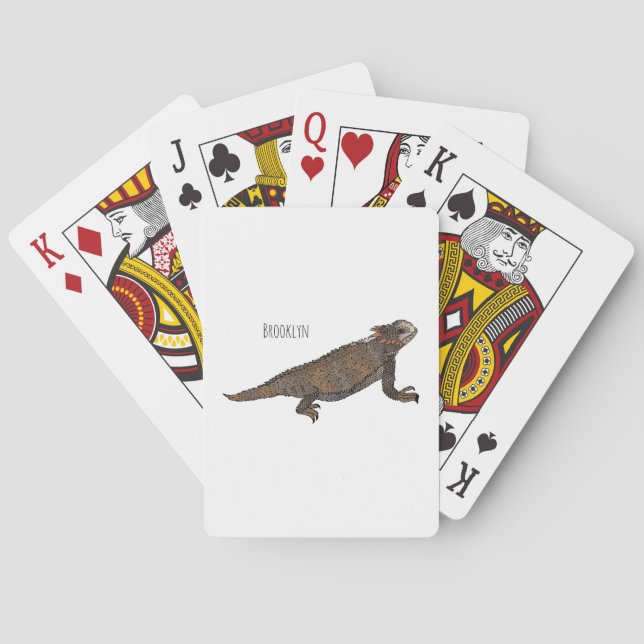 Regal horned lizard cartoon illustration  poker cards (Back)