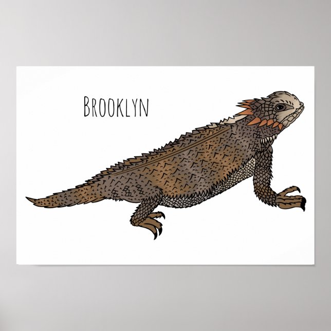 Regal horned lizard cartoon illustration poster (Front)