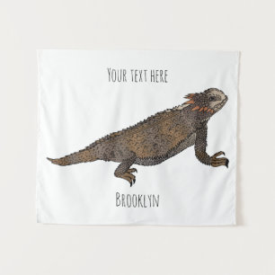 Regal horned lizard cartoon illustration  tapestry