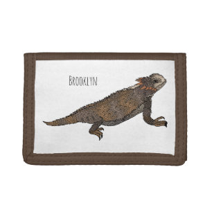 Regal horned lizard cartoon illustration trifold wallet