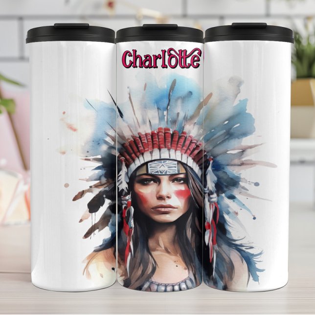 Regal Indigenous Spirit: Feathers & Strength Art Thermal Tumbler (Creator Uploaded)