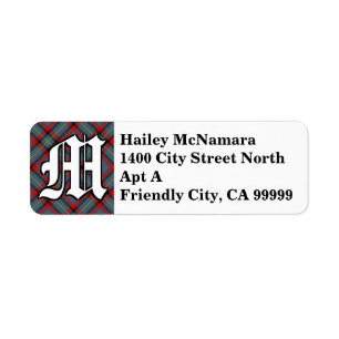 Regal Irish Clan McNamara Tartan Monogram Label