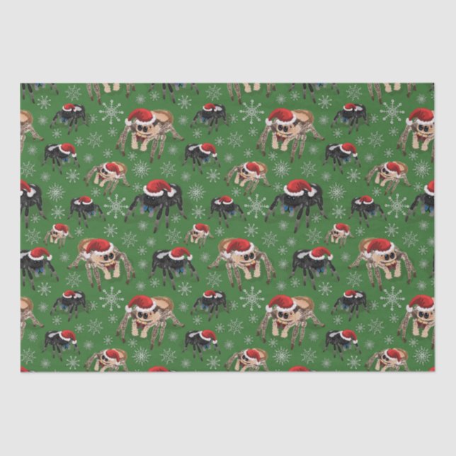 Regal Jumping Spider Phiddipus Regius Holiday Moss Tissue Paper (Front)