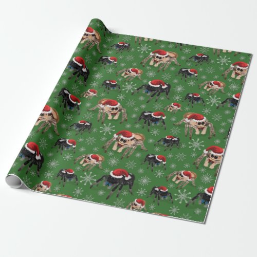 Regal Jumping Spider Phiddipus Regius Holiday Moss Wrapping Paper