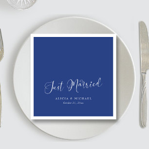 Regal 'Just Married' Heart - Royal Blue Wedding Napkins