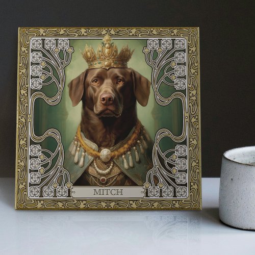 Regal Labrador Art Deco Personalizable Artwork Ceramic Tile