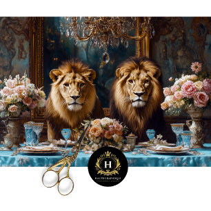 Regal Lion Couple Rose Wedding Banquet Decoupage Tissue Paper