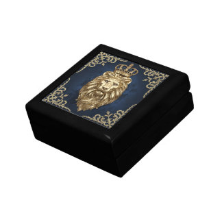 Regal Lion Design - Navy Blue & Gold Luxury Gift Box