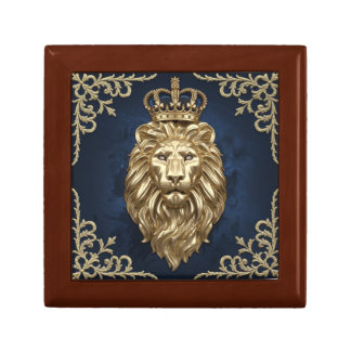 Regal Lion Design - Navy Blue & Gold Luxury Gift Box