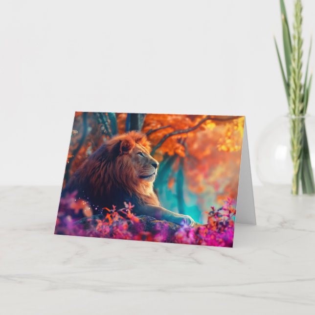 Regal Lion in Enchanted Forest Design Card (Front)