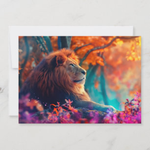 Regal Lion in Enchanted Forest Design Card