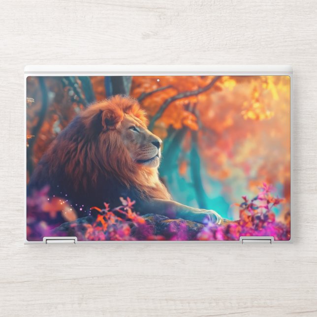 Regal Lion in Enchanted Forest Design HP Laptop Skin (Front)
