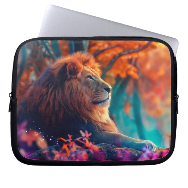 Regal Lion in Enchanted Forest Design Laptop Sleeve (Front)