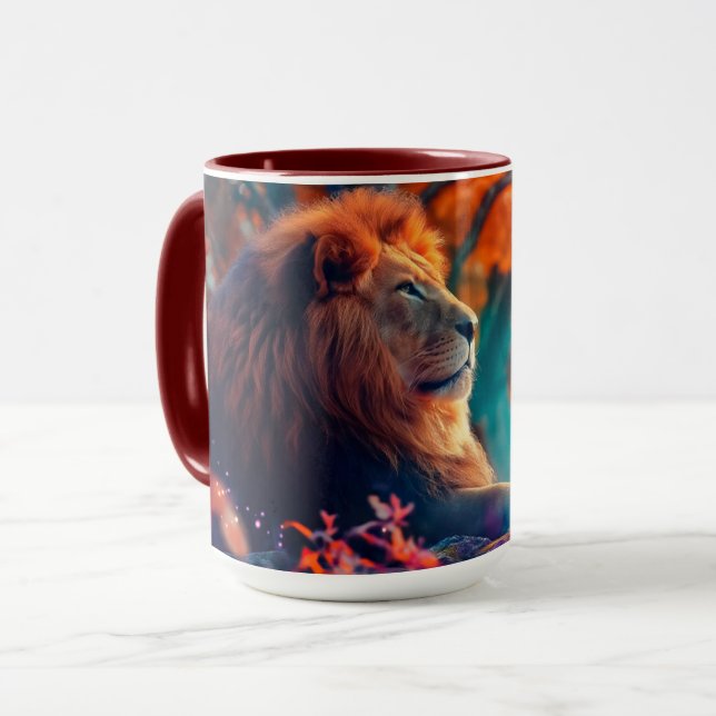 Regal Lion in Enchanted Forest Design Mug (Front Left)