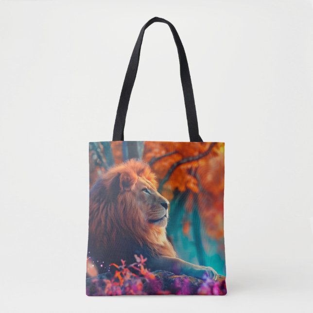 Regal Lion in Enchanted Forest Design Tote Bag (Front)