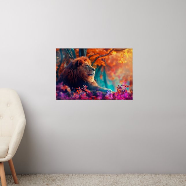 Regal Lion in Enchanted Forest Design Wall Decal (Living Room 2)