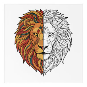 Regal Lion Mandala Vibrant Gold & Red King Acrylic Print