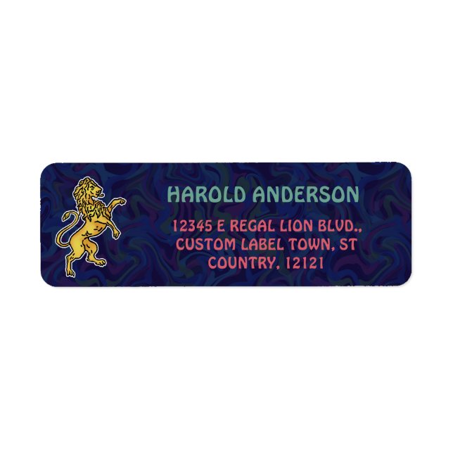Regal Lion Retro 70s Name Return Address Label (Front)