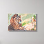 Regal Lion Sunbathing With Flowers Graphic Art Canvas Print at Zazzle