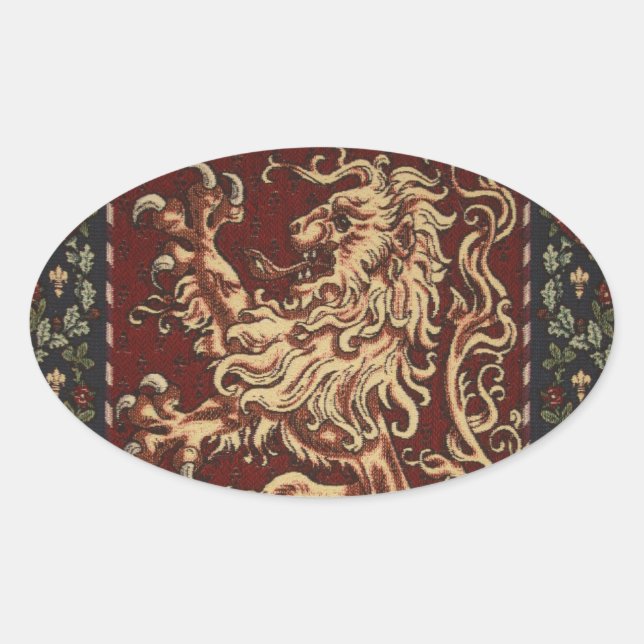 Regal Lion Tapestry Oval Sticker (Front)