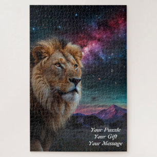 Regal Lion Under a Starry Sky Jigsaw Puzzle